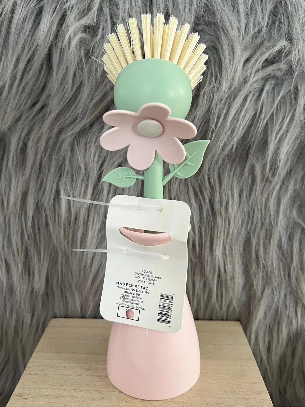 Flower Dish Brush in Pink and Mint • NWT